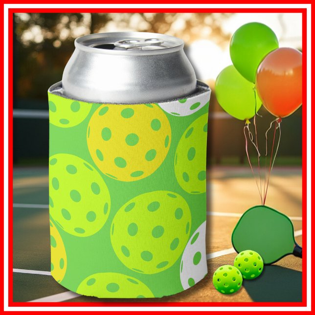Porta-lata Esportes verdes e bonitos de Festa de aniversário  (Pickleball Birthday Party Cute Green Sports Can Cooler)