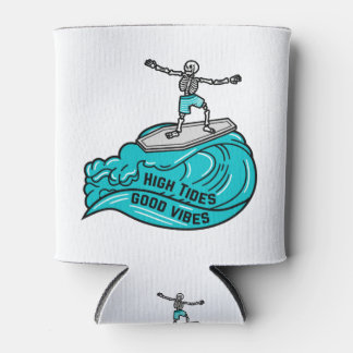 Porta-lata Esqueleto surfando, marés altas e boas vibrações