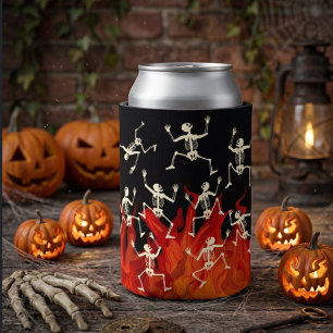 Porta-lata Esqueletos Dançantes em Chamas para o Halloween