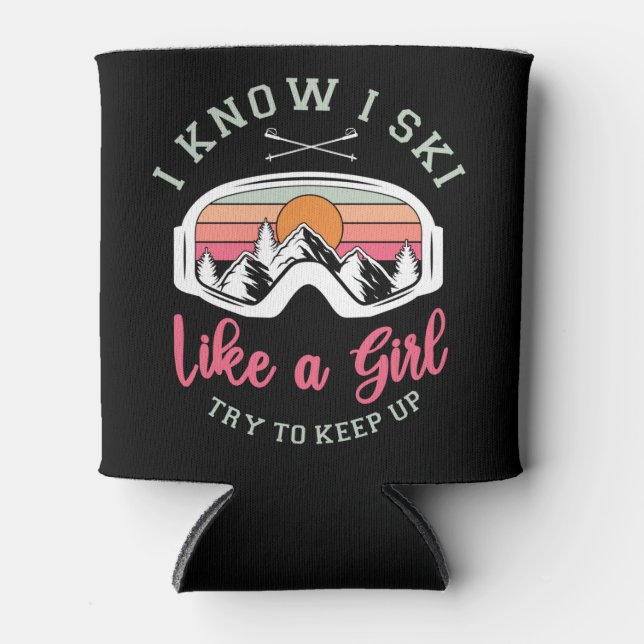 Porta-lata Esqui De Neve Da Retrô Como Uma Garota Tentando Ma (Frente)