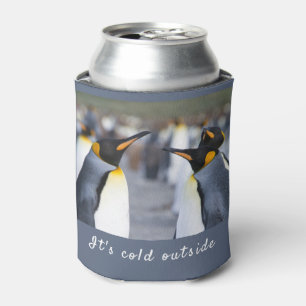 Porta-lata Está frio fora da foto do Rei Pinguin com texto