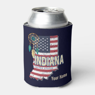 Porta-lata Estado de Indiana Estados Unidos - Retro Map Vinta