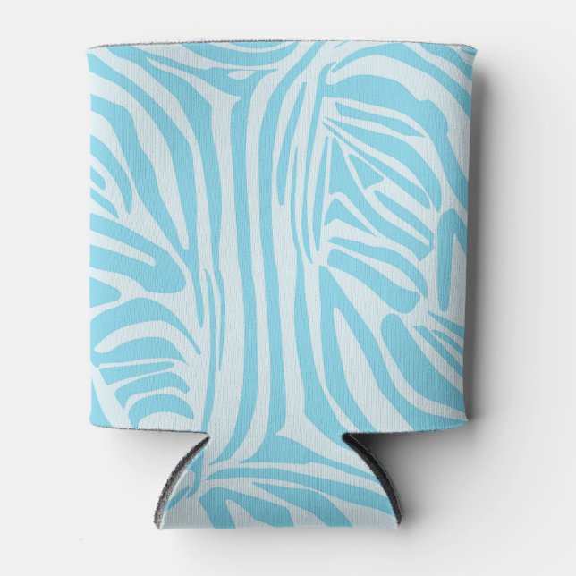 Porta-lata Estampa Ousada de Zebra Azul e Branco (Frente)