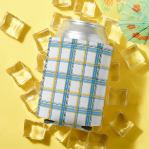 Porta-lata Estética Xadrez Amarelo Azul Brilhante