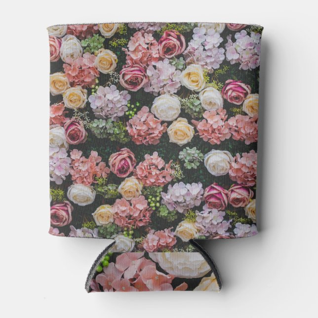 Porta-lata Estilo de vindima, fundo de parede floral. (Frente)