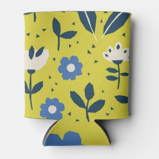 Porta-lata Estilo escandinavo, padrão floral uniforme.