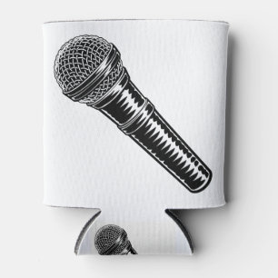 Porta-lata Estilo gravado em madeira de corte de microfone