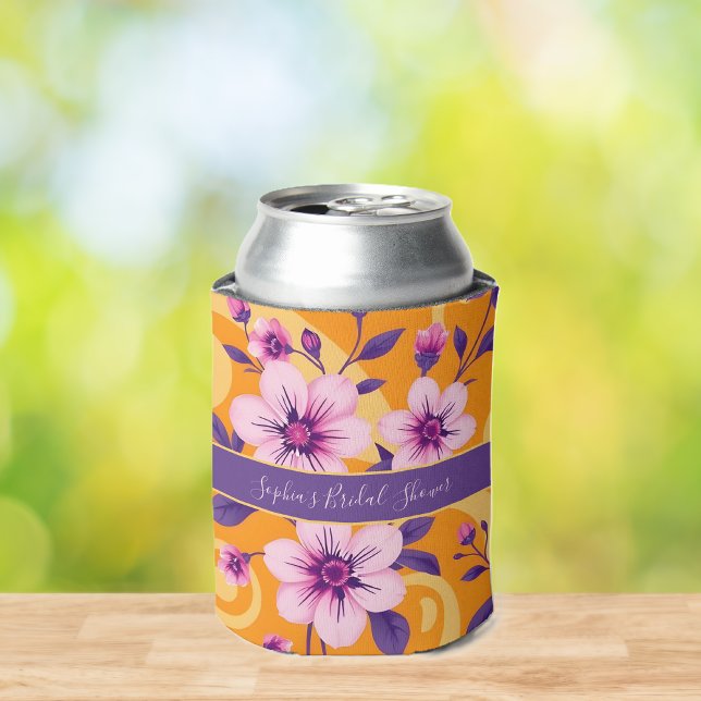 Porta-lata Estilo Vibrante de Florais de Verão-Dopamina (Vibrant Summer Florals-Dopamine Style Can Cooler-Bridal shower)