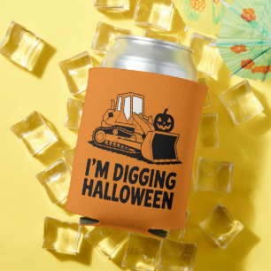 Porta-lata Estou Cavando Rosto de Abóbora de Halloween Trator