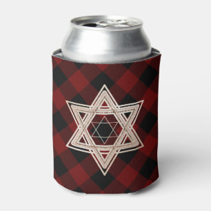 Porta-lata Estrela de Davi Xadrez russa de Buffalo Vermelho