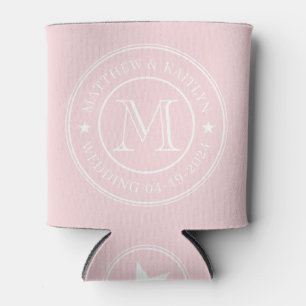 Porta-lata Estrela de Monograma de Casamento Sussurro Rosa