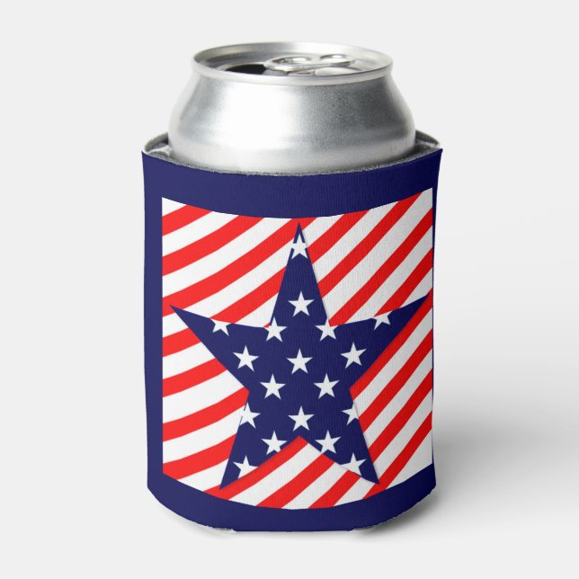 Porta-lata Estrelas e faixas, branco vermelho e azul podem es (Can Front)