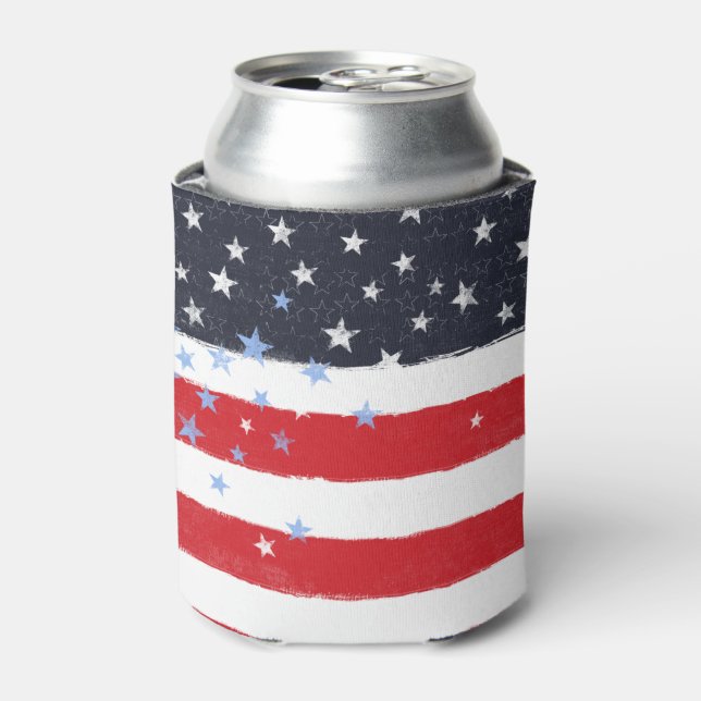Porta-lata Estrelas e Greve de Grunge Patriótica (Can Front)