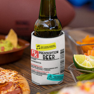Porta-lata Etiqueta de Aviso de Cerveja de Prescrição Funny