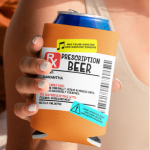 Porta-lata Etiqueta de Aviso de Cerveja de Prescrição Funny P