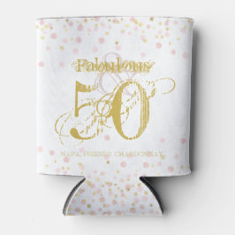 Porta-lata Etiqueta Rosa Dourada de Aniversário Fabulosa e 50