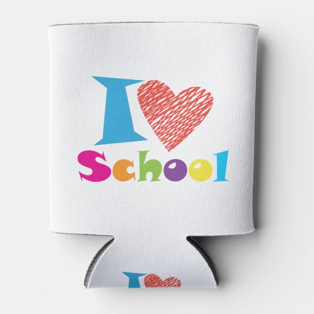 Porta-lata Eu Adoro A Escola. De Volta À Escola. Cartoon Cute (Frente)