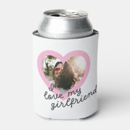 Porta-lata Eu adoro a foto dos Namorados rosa personalizados