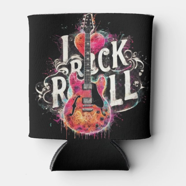 Porta-lata Eu Adoro Rock N Roll Pintura Elétrica De Violão (Frente)