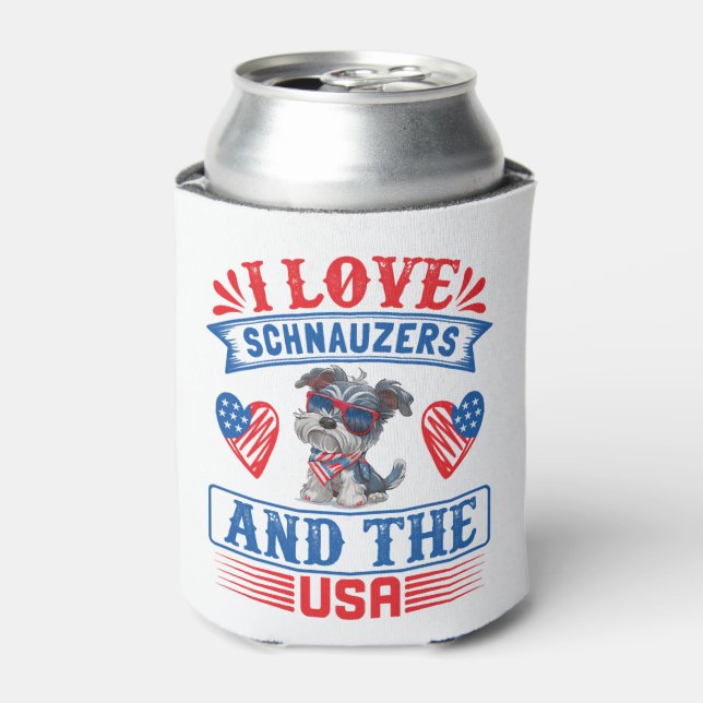 Porta-lata Eu adoro Schnauzers e os EUA (Can Front)