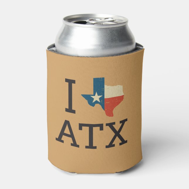 Porta-lata Eu amo Austin Texas I <3 ATX) (Can Front)