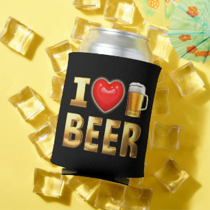 PORTA-LATA EU AMO CERVEJA - TEXTO 3D DOURADO