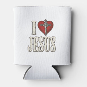 Porta-lata Eu Amo Jesus Gravura Vintage Camisa de Fé Design_