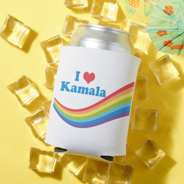 Porta-lata Eu Amo Kamala Cute Election Rainbow (Verão in situ)