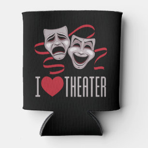 Porta-lata Eu Amo Máscaras de Comédia e Tragédia do Teatro