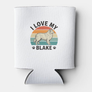 Porta-lata Eu Amo Meu Cachorro Blake Design de Gravura Retro_