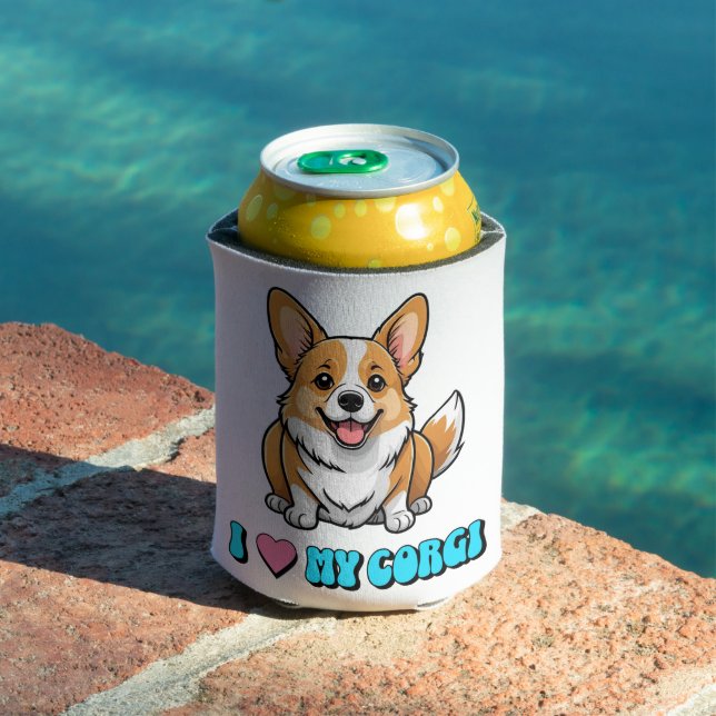 Porta-lata Eu Amo Meu Corgi (Piscina in situ)