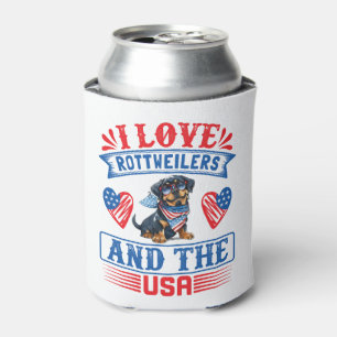 Porta-lata Eu amo Rottweilers e os EUA
