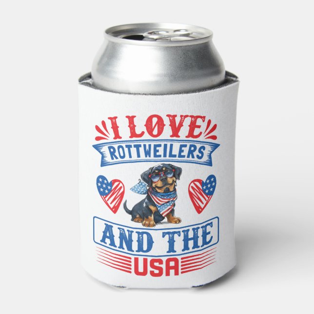 Porta-lata Eu amo Rottweilers e os EUA (Can Front)