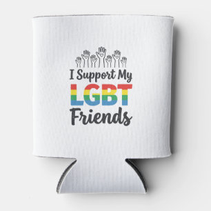 Porta-lata Eu Apoio Meus Amigos LGBT Arco-Íris Orgulho Vetor