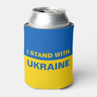 Porta-lata Eu fico com a bandeira ucraniana