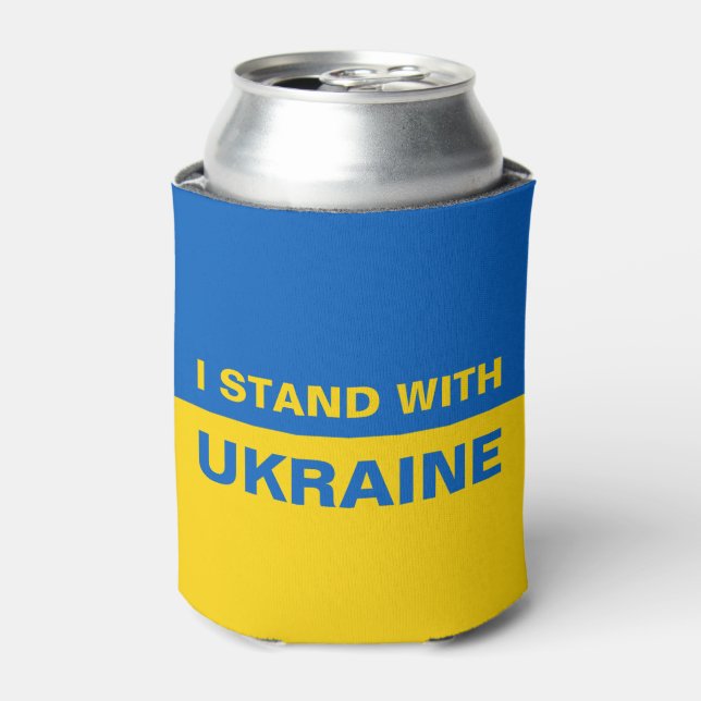 Porta-lata Eu fico com a bandeira ucraniana (Can Front)