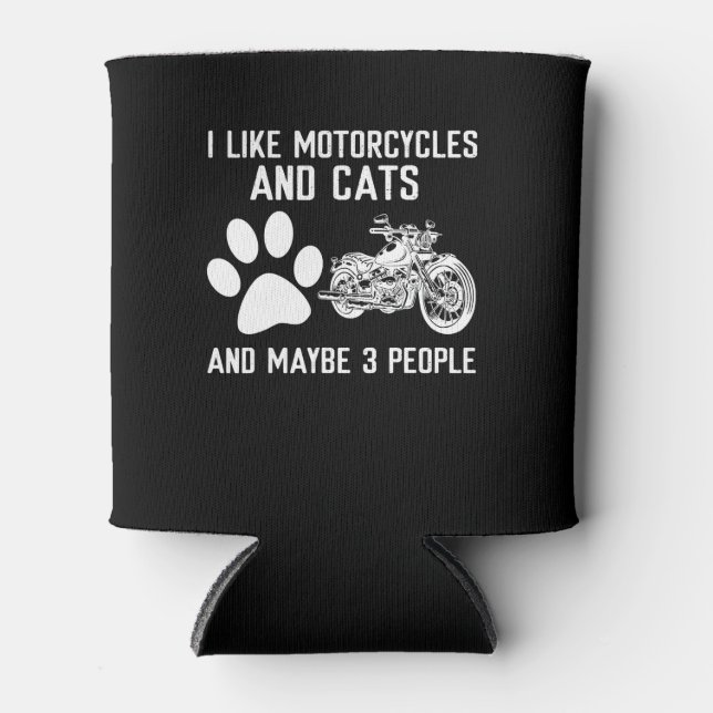 Porta-lata Eu Gosto De Motociclos E Gatos De Arte Engraçada (Frente)