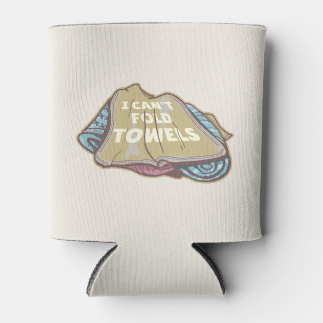 Porta-lata Eu não posso dobrar toalhas engraçadas lavanderia  (Frente)