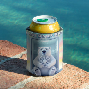 Porta-lata Eu Odeio o Calor do Verão - Urso Polar Fofo na Gel
