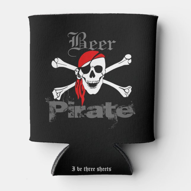 Porta-lata Eu sou três folhas para o pirata de cerveja engraç (Frente)