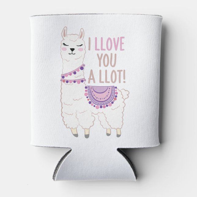 Porta-lata Eu te amo muito - Engraçado Llama (Frente)