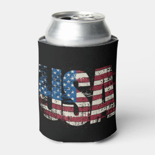 Porta-lata EUA lutam design de texto com bandeira