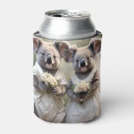 Porta-lata "Evergreen Vows: um casamento Koala em branco"