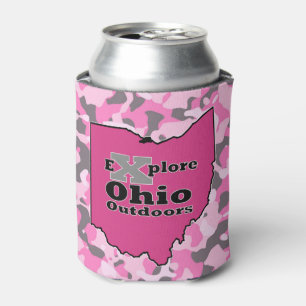 Porta-lata Explore Ohio Outdoor Pink Camouflage Can Cooler