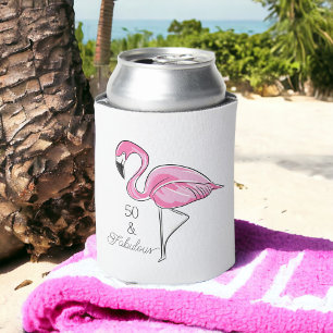Porta-lata Fabuloso Flamingo, rosa, com cinquenta anos