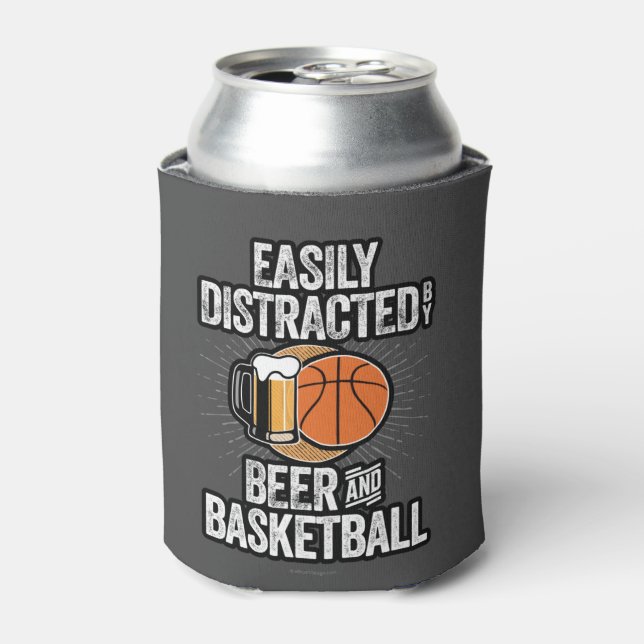 Porta-lata Facilmente distraída por Cerveja e Basquete (Can Front)