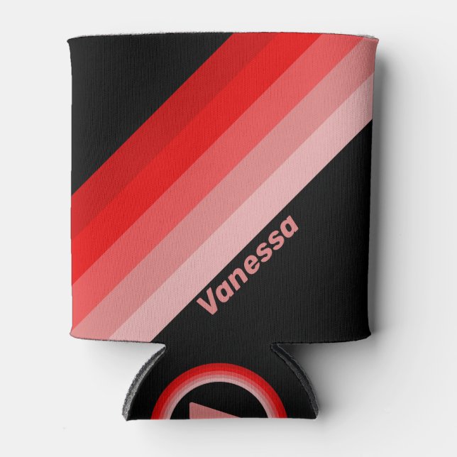 Porta-lata Fade Stripes de Crimson com Nome (Frente)