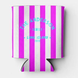 Porta-lata Faixa Rosa Retro Elétrica Limpa & Nome da Família
