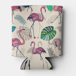 Porta-lata Fantasia Tropical: Flamingo Leaf Pattern