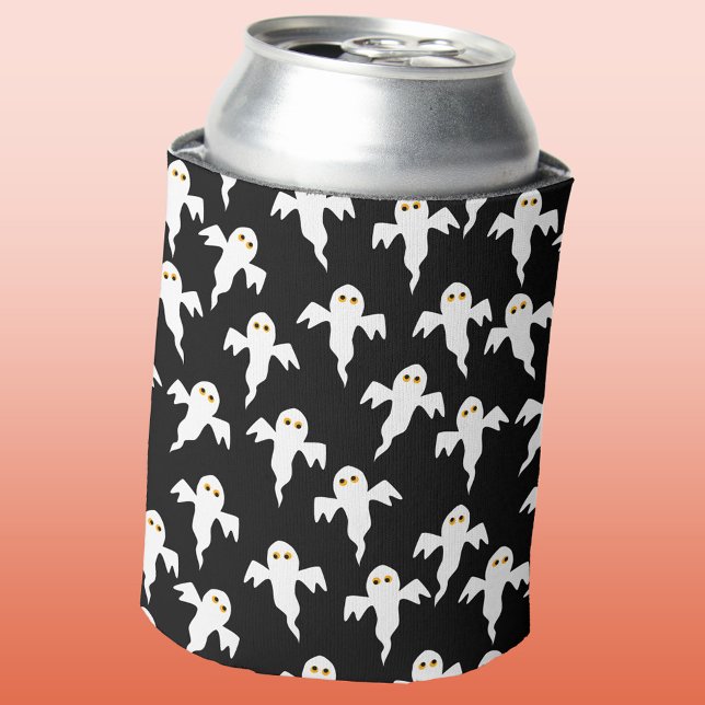 Porta-lata Fantasma Halloween Preto e Branco (Fun spooky ghost pattern Halloween can cooler)